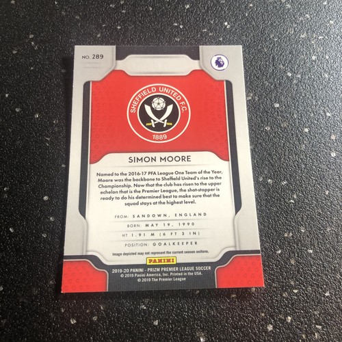 2019-20 Panini Prizm Premier League - Simon Moore #289 (RC) EPL Sheffield U - Picture 2 of 2
