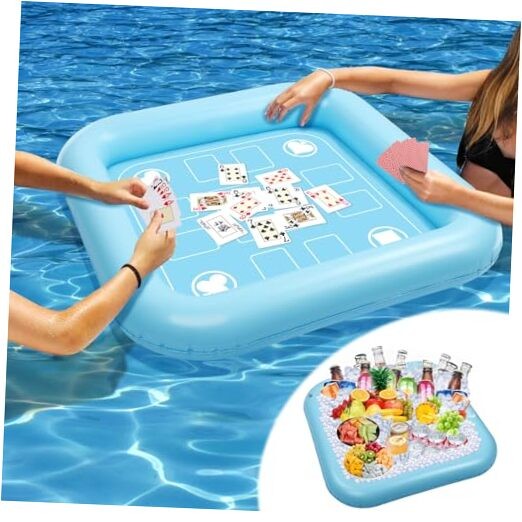 Waterproof Floating Pool Game Table with 35.5x35.5 Inch Surface