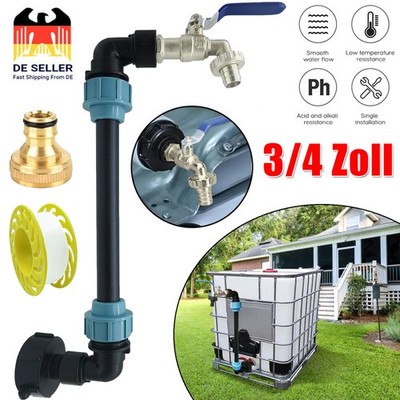 IBC Schwanenhals 3/4'' Auslaufhahn Regenwassertank Regenfass Container Adapter 