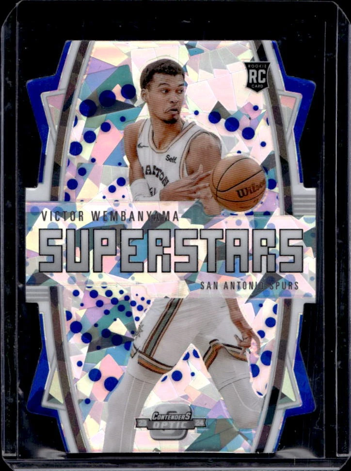 2023-24 Contenders Optic Victor Wembanyama Superstars RC Blue Ice Prizm #38/75