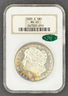 1880-S Morgan Silver Dollar NGC MS65 CAC Sticker Old Fatty Holder Rainbow Toned