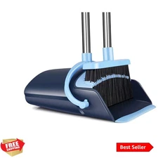 Ultimate Pet Hair Broom & Dustpan Set: Long Handle & Built-in Scraper for Floors