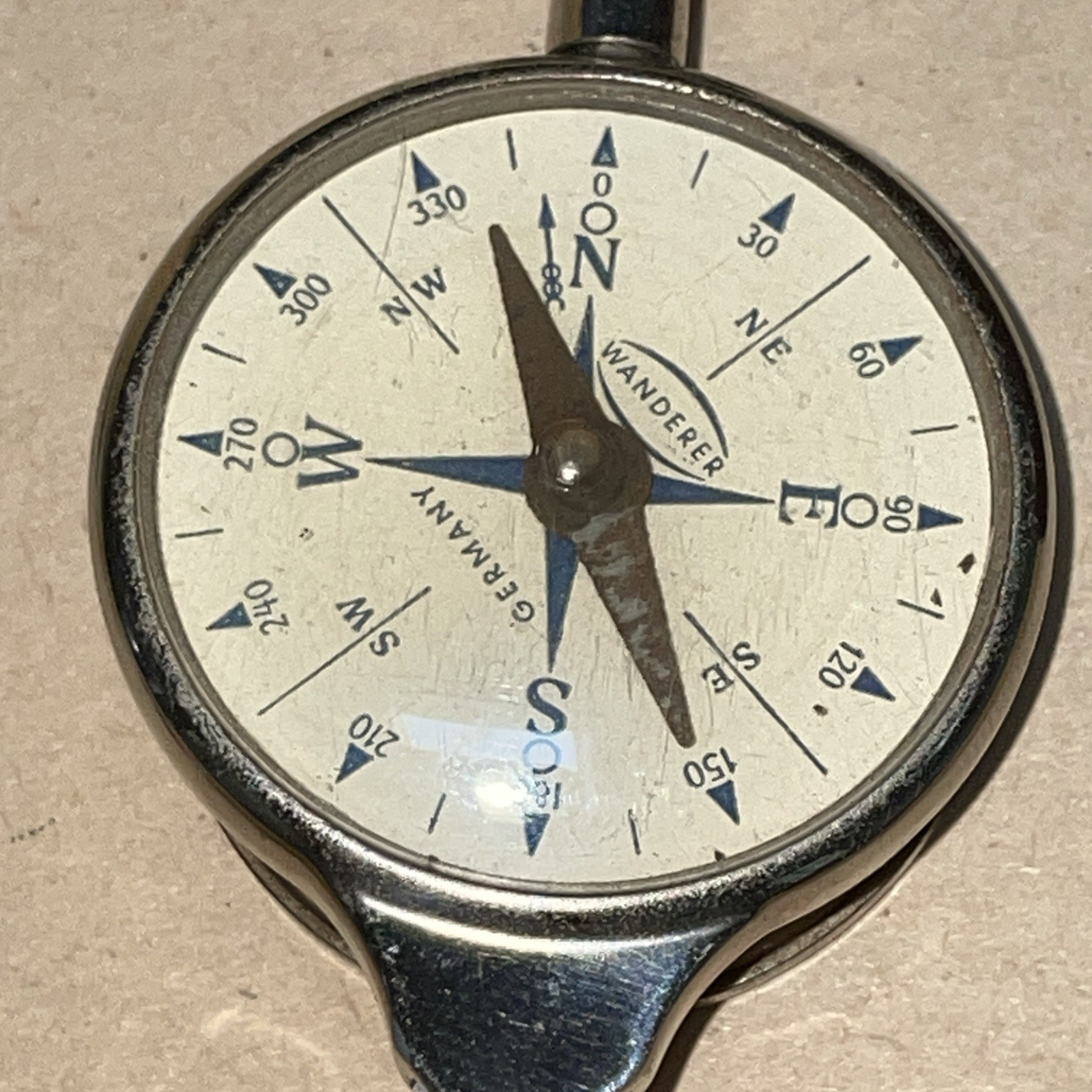 Vintage German Germany Opisometer Map Measurer Compass Leather Case - Wanderer