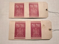 Lot (2) 1961 Vintage Pall Mall cigarettes MFG Tag American Suppliers 6.75" x 3" 