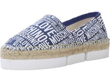 Love Moschino Women's Espadrilles Slip-On Shoes Logo Platform Blue/White