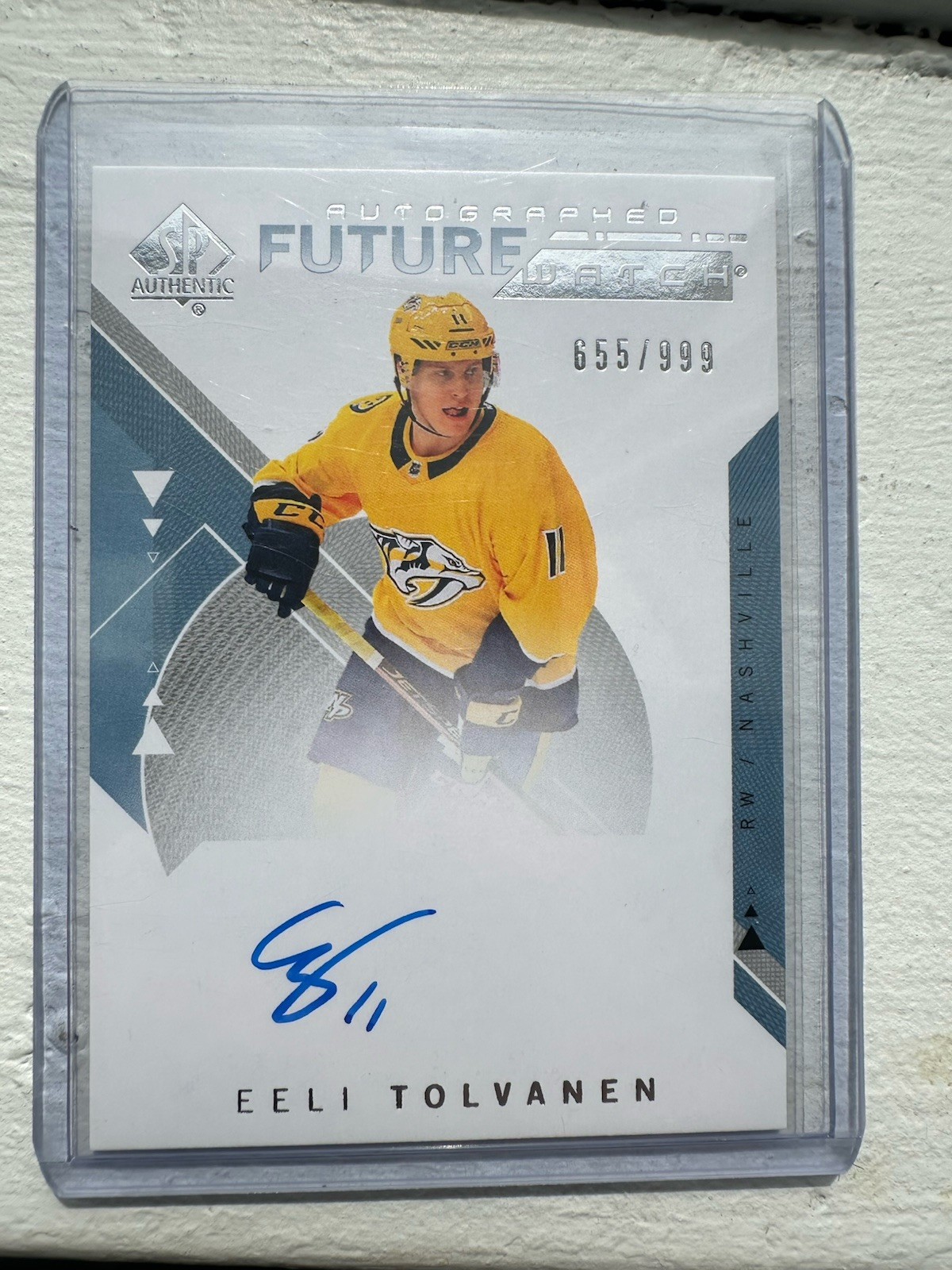 2018-19 SP Authentic Auto Future Watch /999 Eeli Tolvanen #165 Rookie Auto RC