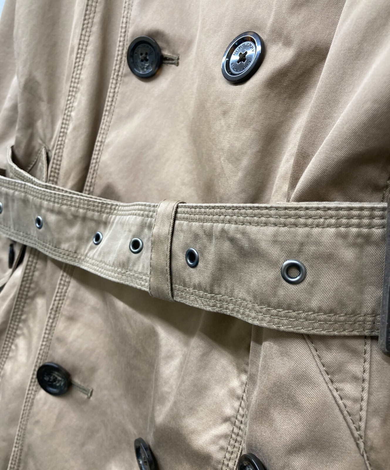 BURBERRY BLACK LABEL Men's Belted Trench Coat BMA46-306-44 Beige Used Size L thumbnail 10