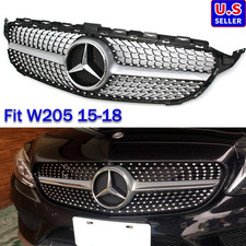 Front Grill Wemblem For Mercedes Benz W205 C350 C250 C300 C200 Grille 2015-2018