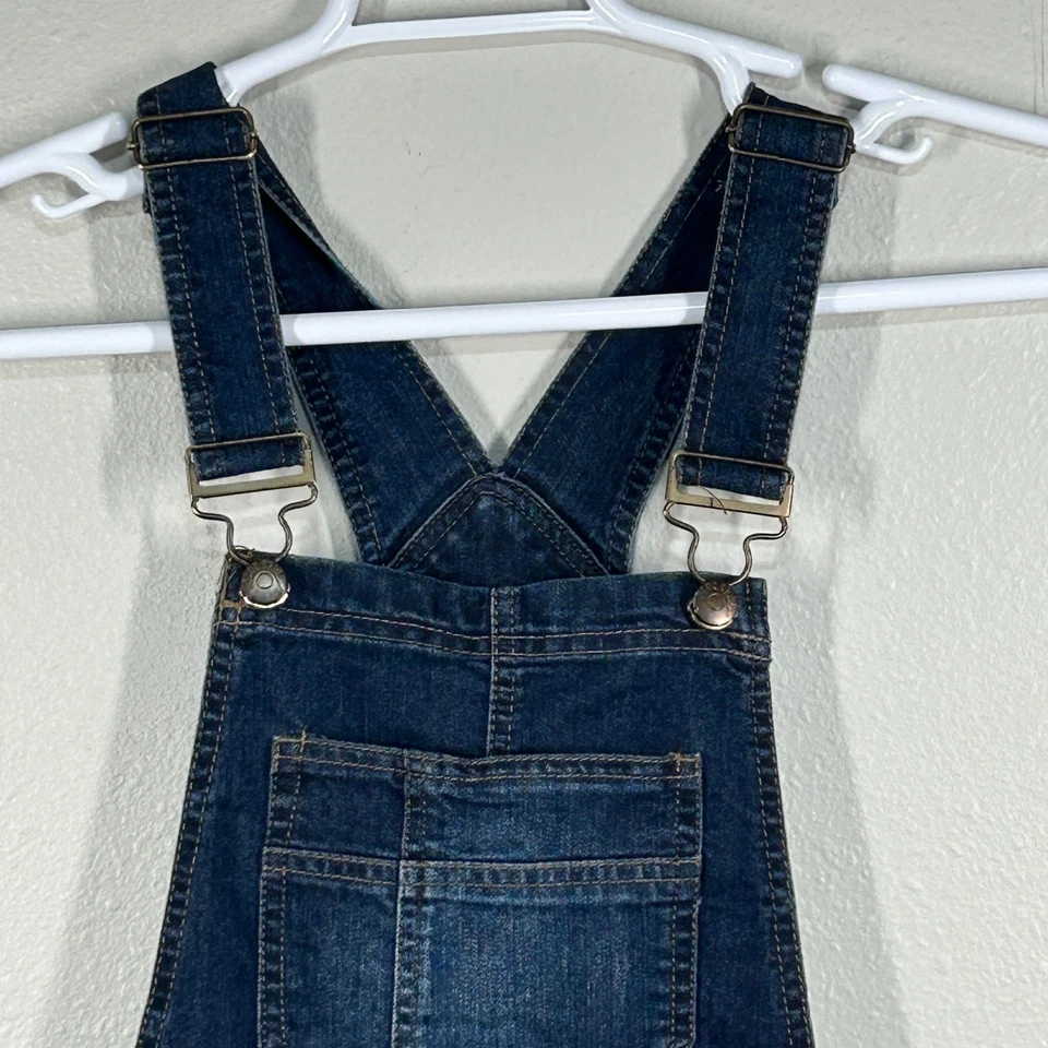 Blue Spice Overalls Womens 9 Denim Shortalls Lace Up Sides Dark Wash Adjustable - Image 3 of 4
