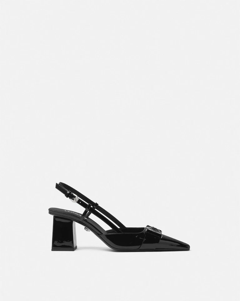 Bombas Versace Medusa con hebilla charol honda 70 mm talla 39 EE. UU. 9 $1.195 NUEVAS CON ETIQUETAS Foto 2 de 4