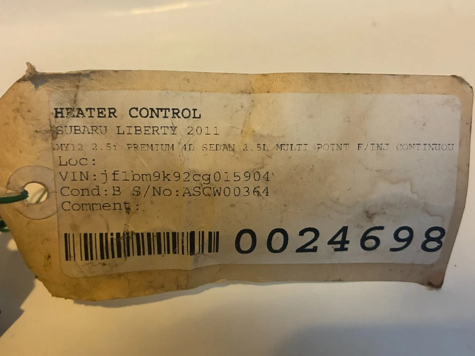 SUBARU LIBERTY HEATER/AC CONTROLS 5TH GEN, CLIMATE CONTROL TYPE, 09/09-11/14 - image 3 of 3