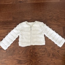 Janie and Jack Girl's Ivory Crop Jacket Size 5-6Y Fringe Eyelash Kids