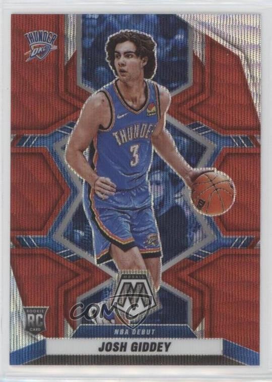 2021-22 Panini Mosaic NBA Debut Red Wave Prizm Josh Giddey #265 Rookie RC 02v3