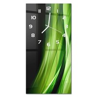 Glasuhr Im Hochformat Aus Glas GrüNe Wellen Hintergrund WeißE Zeiger 30X60 Cm