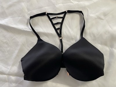Victoria's Secret So Obsessed Push Up Bra Black 36D Adjustable Strappy Front
