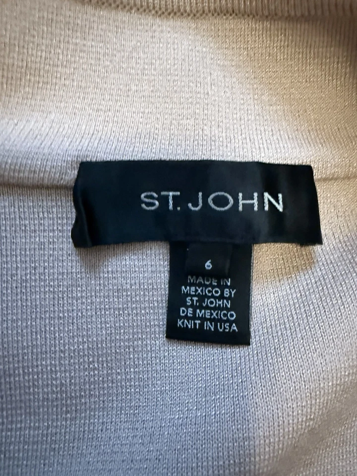 Cárdigan abierto St. John para mujer talla 6 rosa mezcla de lana plumero maduro informal Foto 4 de 4