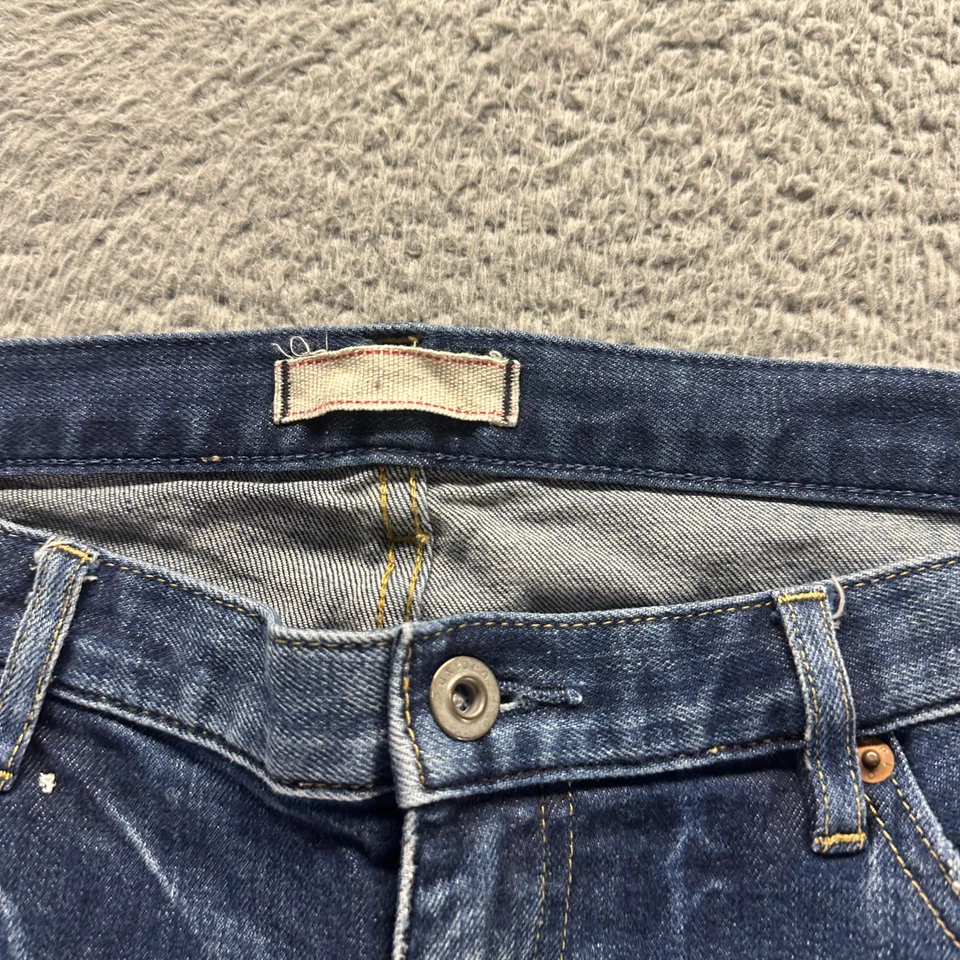 Pantalones de mezclilla Uniqlo con ribete para hombre 34x29 azul pierna recta desteñido elástico ropa de trabajo Foto 3 de 4