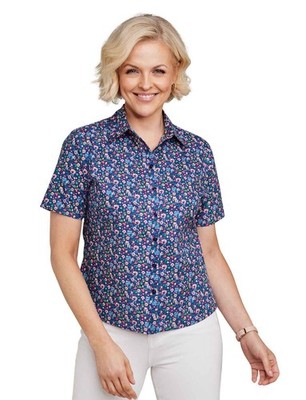 Damen Bluse Kurzarm Baumwolle bedruckt von Chums