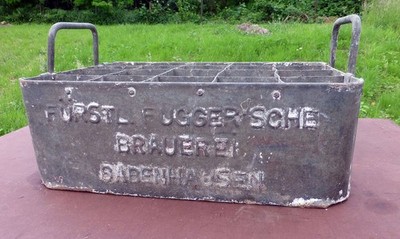 Antiker Bierkasten Flaschenkasten Zink Metall Babenhausen Fürstl Fugger Brauerei