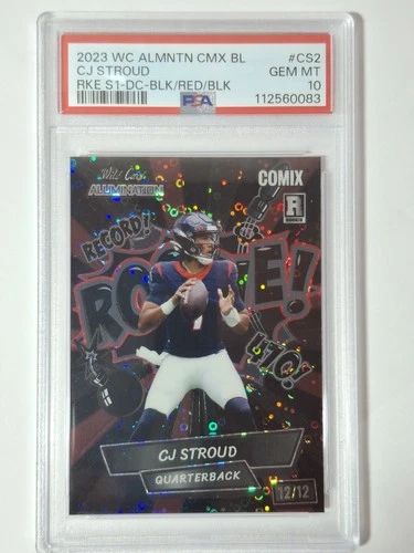 CJ Stroud PSA 10 🔥 12/12 Bookend Pop 1/1 🌟 2023 Wild Card Alumination Black