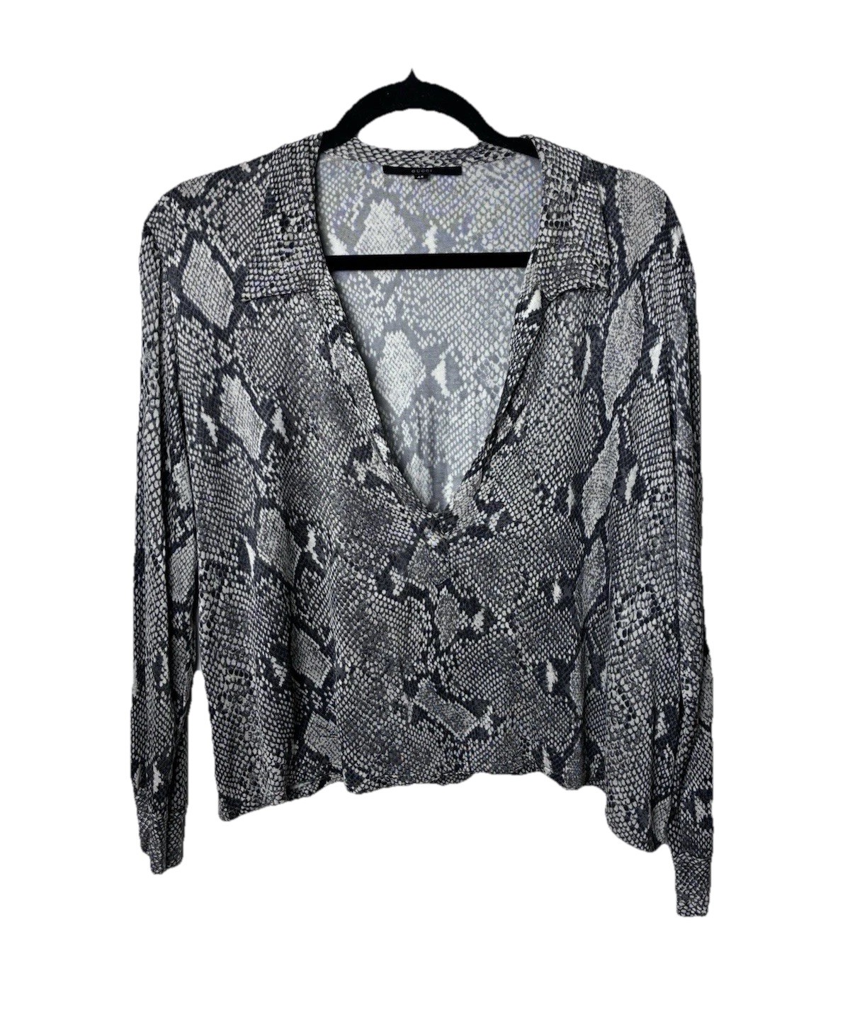 Gucci Tom Ford 2000s Low Cut Python Print Long Sl… - image 1