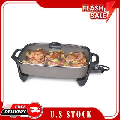 Presto 16'' Ceramic Electric Skillet with Glass Cover, Silver 06860