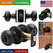 Colonial Privacy Door Knob   Modern Matte Black, Easy Install  Reversible