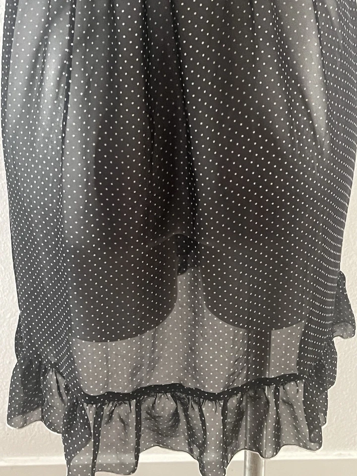 Apt 9 Negro Blanco Lunares Camisón Correas Ajustables Sexy Falda Transparente con Volantes Nueva con Etiquetas L Foto 3 de 4