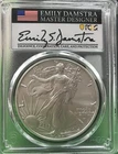 2022 $1 SILVER EAGLE PCGS MS70 DESIGNER SERIES EMILY DAMSTRA SIGNED FLAG LABEL