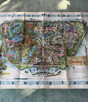 1962 Disneyland U.S.A. Fold Out Park Map Vintage Walt Disney Anaheim Rare