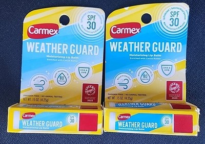 x2 Carmex Weather Guard Moisturizing Lip Balm, spf 30, water resistant, 0.15 oz