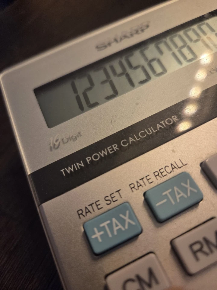 Calculator Sharp Elsimate EL-334M 10 Digit Twin Power Solar Desk Basic Tax Rate - Image 3 of 4