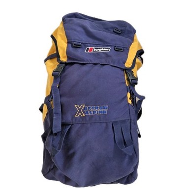 Berghaus Extrem Alpin Kletterrucksack gelb navy Vintage Bergbuckle Synergy 