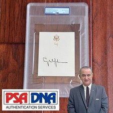 LYNDON B. JOHNSON Autograph LBJ Gold Eagle President Bookplate Signed * PSA
