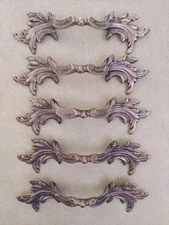 Lot of 5 Vintage French Provincial Drawer Pulls 7" Wide