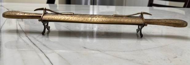 VINTAGE ALL BRASS MADE IN INDIA SCABBARD CARVING SET