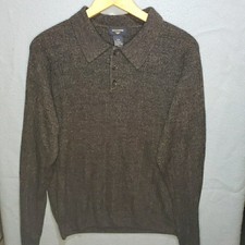 Dockers Long Sleeved Polo Sweater Ribbed Knit Men's Medium Charcoal Gray New