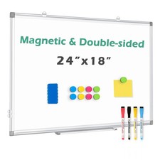 Double Sided Magnetic White Board 24x18 Wall Mount Dry Erase Board