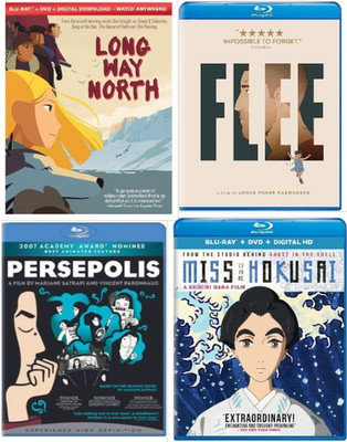 Animated Blu-ray 4-Pack - Long Way North - Flee - Persepolis - Miss Hokusai   