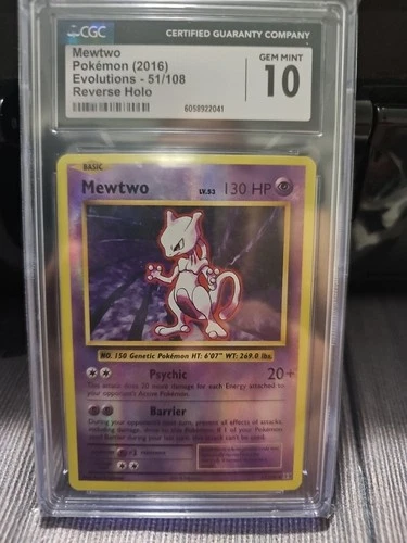 Mewtwo Reverse Holo Evolutions 51/108 CGC 10