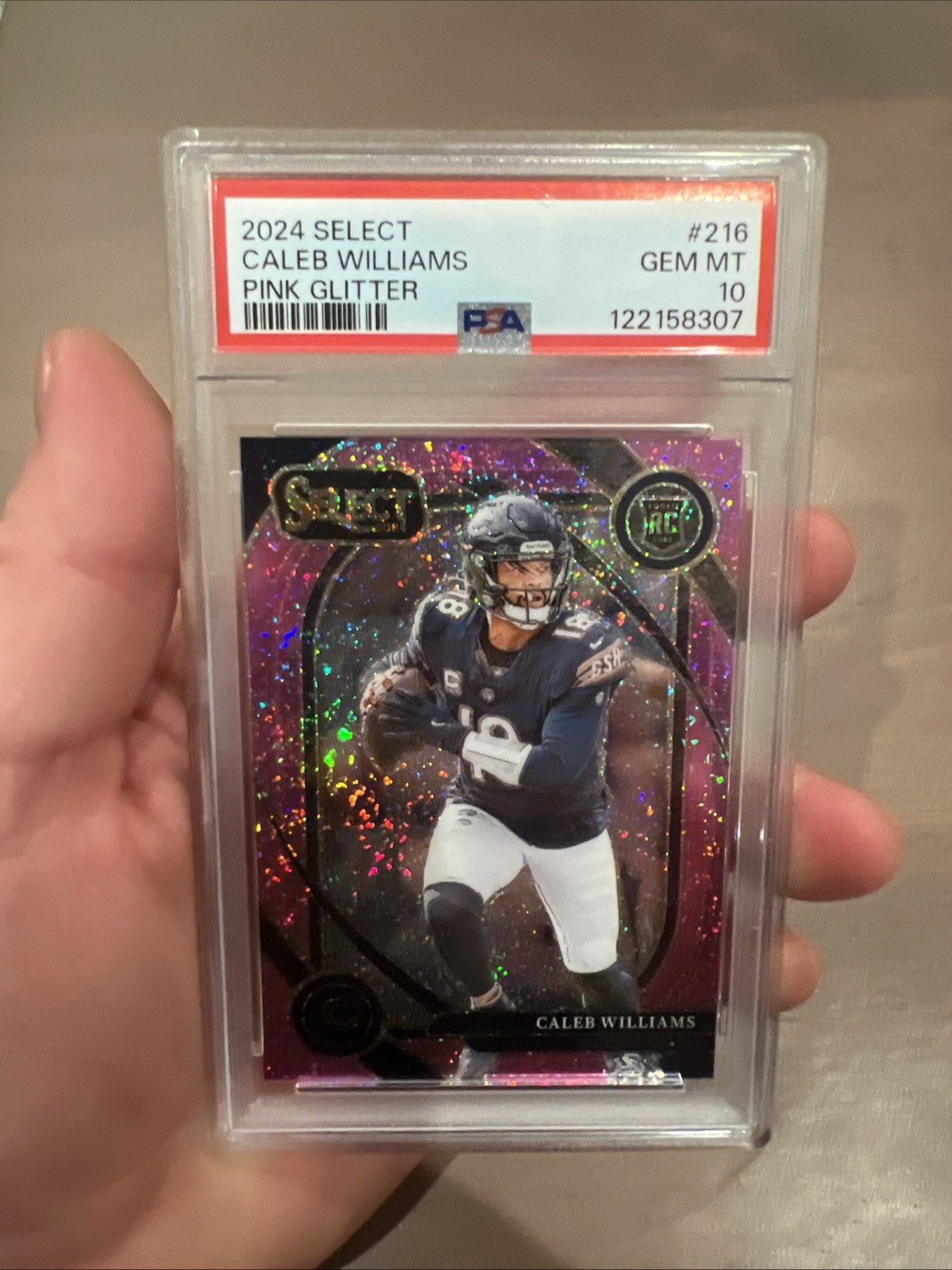 2024 PANINI SELECT CALEB WILLIAMS #216 PINK GLITTER PRIZM ROOKIE RC #/15 PSA 10