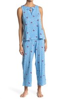 Jane & Bleecker Crab Print Pajama 2 PC Tank Top & Capri Pants PJ’s Blue Size XL