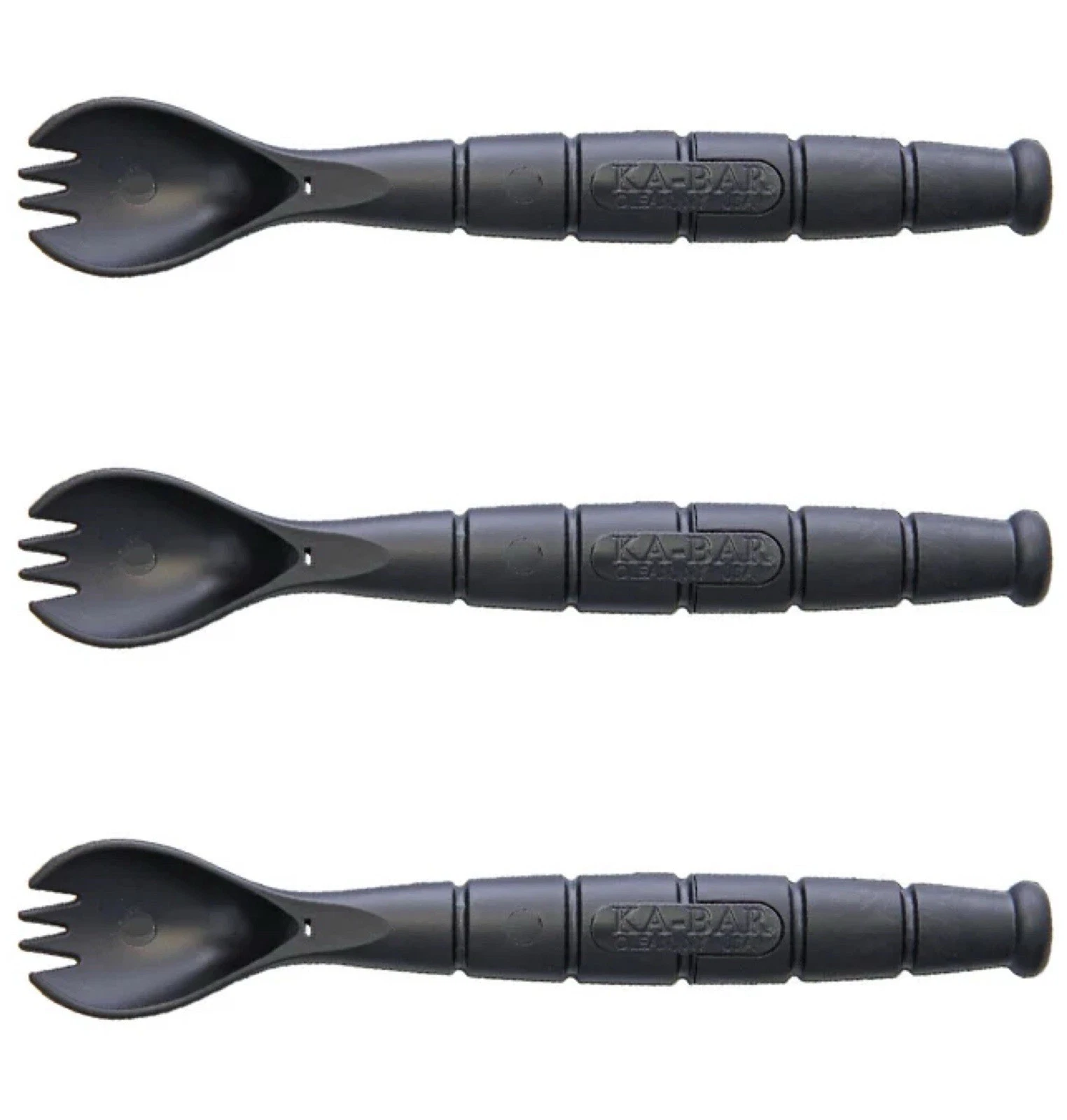 NEW LOT OF 3 Ka-Bar 9909 Spork Non-Metallic Camp Knife & Spoon / Fork BLACK USA