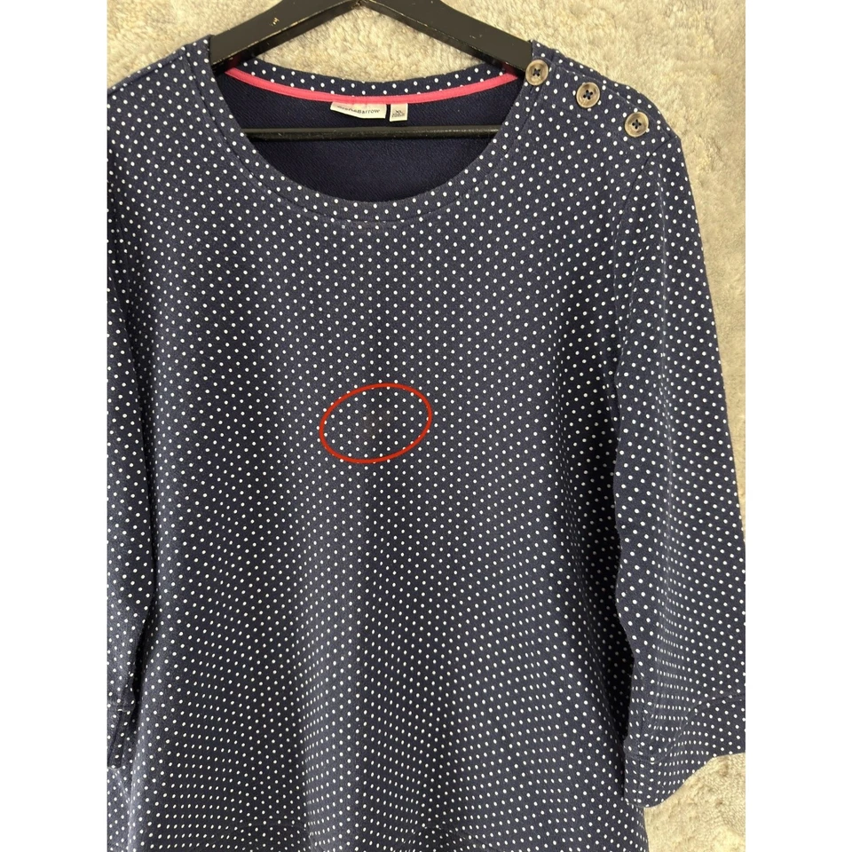Croft Barrow Talla XL Lunares Informal Top Azul Marino Manga 3/4 Pullover Botón Foto 2 de 4