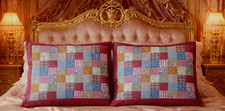 Two quilted patchwork pillow shams, 20" 26"