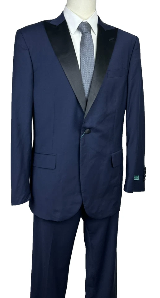 B By Brooks Brothers Tuxedo 男式尺寸 42R 36x32 海军蓝经典版型弹力全新带标签 — 第 3/4 张图片