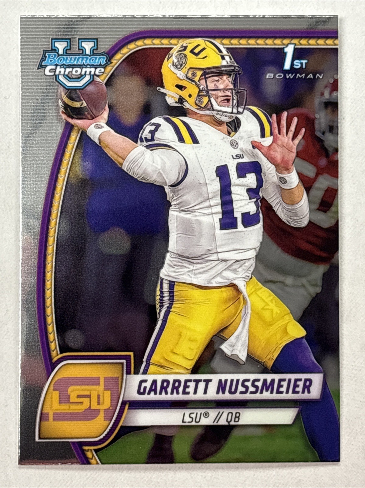 2024 Bowman University Chrome - Garrett Nussmeier 1st Bowman #5 (RC) LSU Tigers