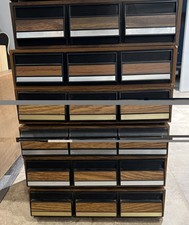 Lot Of 6 Vintage 3 Drawer Cabinet Cassette Tape Holder Storage Faux Wood 42 qty