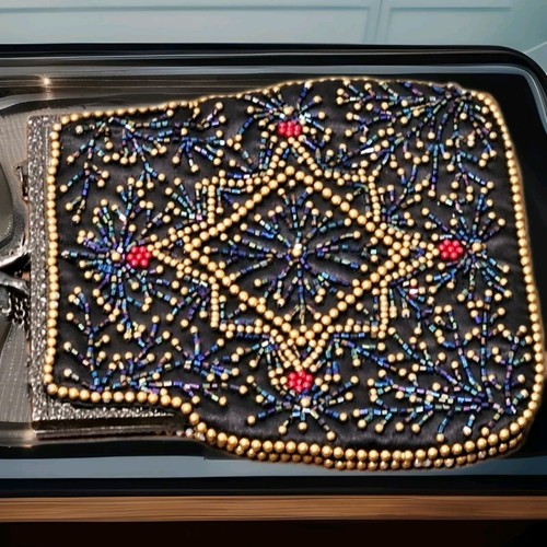Vintage Embellished Sequined Beaded Purse Evening Party Bag - Picture 3 of 6