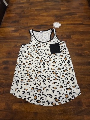 Sunshine & Rodeos Tank Top Women s small white Leopard Sleeveless y2k NWT sku 61